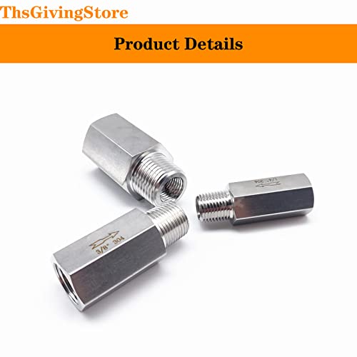 1/4 Inch NPT Female to Male Thread 304 Stainless Steel Check Valve One Way Non-Return Valve for Water Oil Gas Check Valve 1PCS