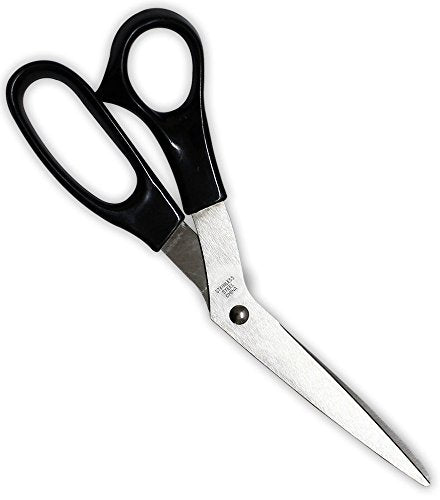 KUTZ 8" Scissors | Stainless Steel | 4" Sharp Blade | Lightweight 1.7 oz | Office, School, Home | Ergonomic Black Plastic Handle | Vinyl Pouch Included - size: 8"