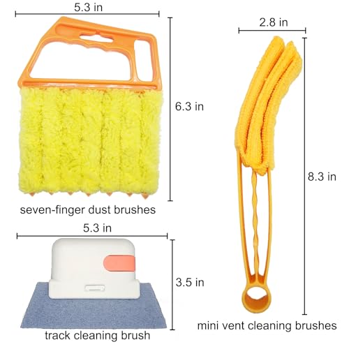 5Pcs Window Blind Cleaning Set, Washable dust Removal Cleaning Tools, air Vent Cleaning Brush, Track Cleaning Brush, dust Removal Cleaning Tools for Blinds, air conditioners, Track, and Fans