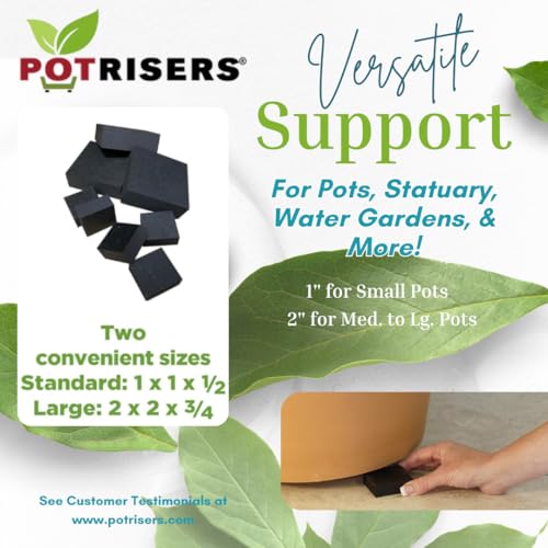 POTRISERS 12 Pack Large 2" Wide x 3/4" Tall Value Pack | Invisible Pot Feet & Plant Risers | Drainage & Airflow for Planters, Pots, Garden Decor | Patios, Decks, Gardens