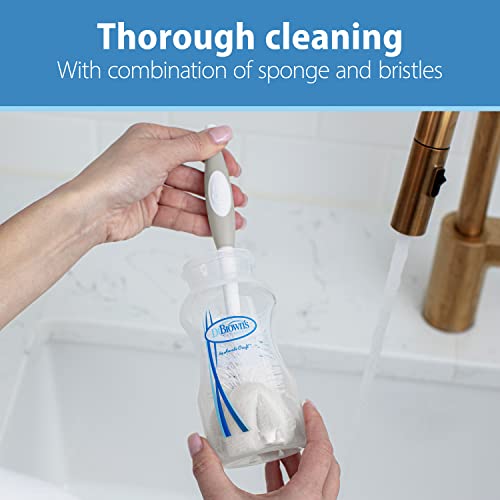 Dr. Brown's Reusable Sponge Baby Bottle Cleaning Brush Set with Suction Cup Stand, Scrubber and Nipple Cleaner, Gray, 3 Pack - color: Gray Bottle Brush, size: 3-Pack