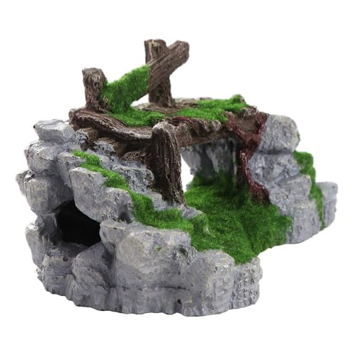 Kopida Fish Tank Ornaments 1PC Aquarium Artificial Resin Rockery Creative Moss Rockery Shape Fish Tank Decoration Landscaping Home Fish Tank Table Bridge Ornament