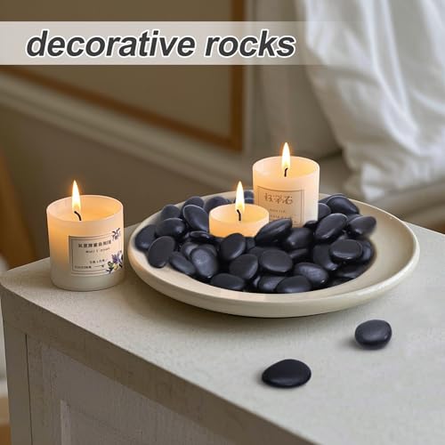 Calofulston 2.2LB Black Rock, Small River Stones Pebbles for Plants, Vases, Landscaping, Highly Polished Decorative Rocks, 1-1 3/4 Inch - size: 2.2lb, style: Black