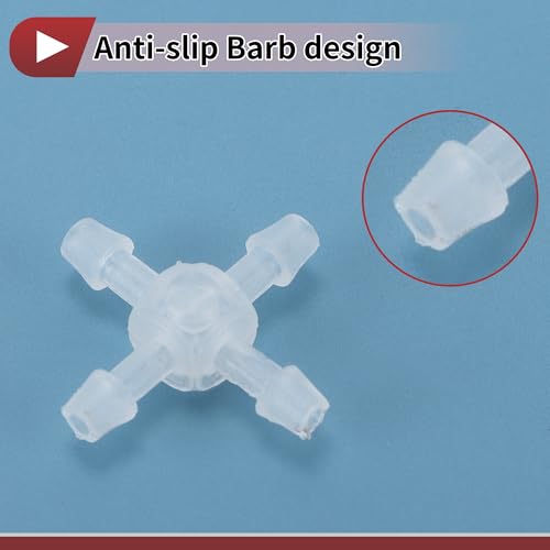 Plastic Hose Barb Fitting 1/8" OD Barb Cross 4 Way Pipe Connector Clear 10 Pcs - size: 1/8"OD