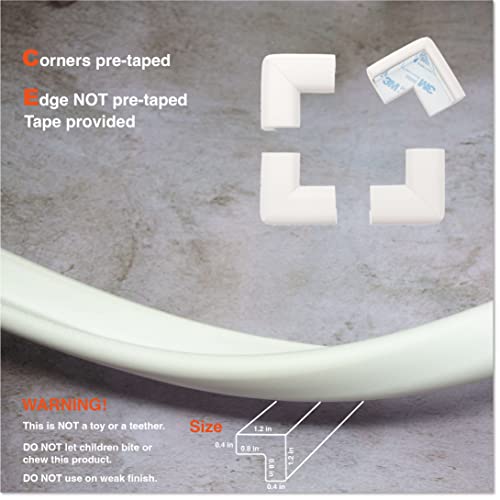 Roving Cove HeftyFit Edge Corner Protector Baby Proofing (Large 15ft Edge 4 Corners), Heavy-Duty, Soft NBR Rubber Foam, Furniture Fireplace Safety Bumper Guard, 3M Adhesive, Oyster White (Off White) - color: Oyster White, size: Large 15 feet