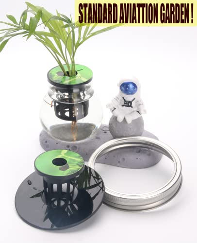 Kratky Lid Wide Mouth Hydroponic Lid Kratky Mason Jar Lid Urban Aquaculture Kratky Lid Insert with Urban Aquaculture Pods Includes 6 Kit (Black Version) (Black 24)