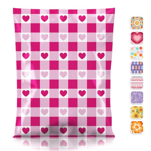 Metronic Poly Mailers 10x13 Inch 100pc Shipping Bags for Clothes,Self Adhesive Shipping Envelopes for Small Business,Waterproof Mailers Poly Bags for Shipping,Packaging Mailing Bags Pink Checkered - color: Pink Checkered, size: 10x13 100pc