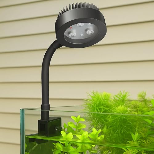 LED Aquarium Plant Light Waterproof Super Slim 3 Color Modes Fish Tank Clip Lamp Practical Plants Grow Lamp(Black)