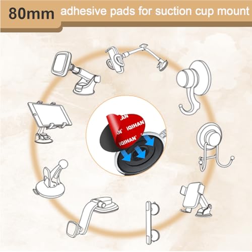 Extra Strong Adhesive Sticker Pads for Car Phone Mounts - 6pcs Double-Sided Very High Bond Circle Tape, 80mm (3.15") Round Sticky Replacement for Suction Cup Itmes Car Dashboard Dash Camera GPS