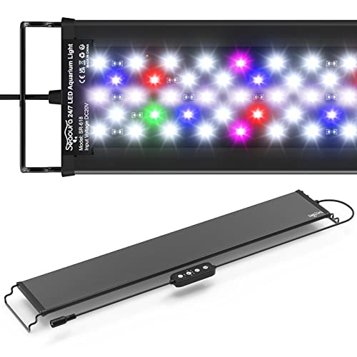 SEAOURA Led Aquarium Light for 24 Inch to 30 Inch Fish Tank, 24/7 Cycle and DIY Mode, Full Spectrum, 7 Colors, Auto On/Off, Adjustable Timer/Brightness, Fish Tank Lights with Extendable Bracket - size: for 24-30 inch tank