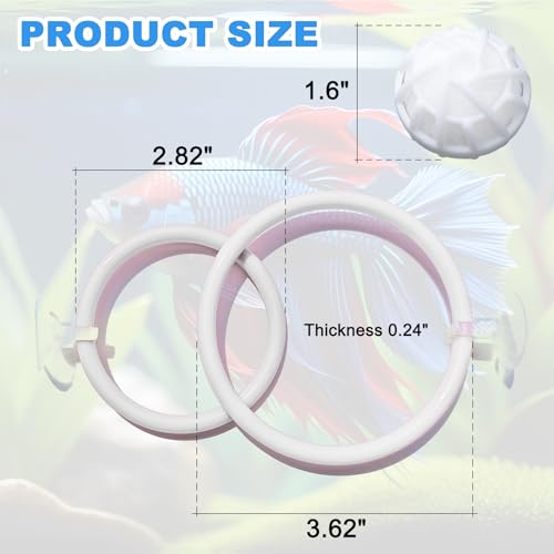 Betta Fish Toys - 4 Training Rings & 2 Bio Filter Balls, Beta Exercise Loop Toys and Nitrifying Balls Set, Betta Fish Tank Accessories Feeding Ring for Small Tank Decor Aquarium Water Conditioner