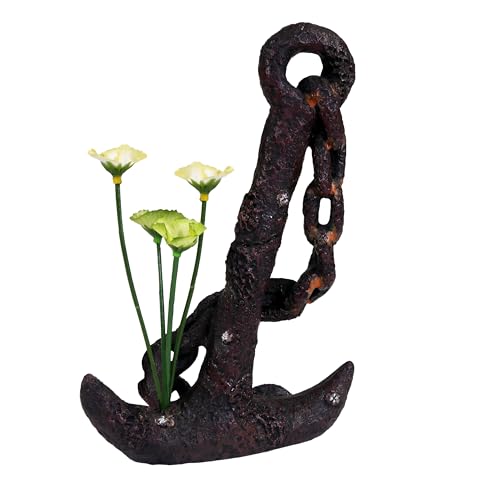 Penn-Plax Deco-Replica Anchor with Faux Silk Plant Aquarium Decoration, Medium (RR801)