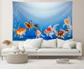 CHNYWORK 59x39 Inches Fish Tank Tapestry Wall Hanging Aquarium Underwater Goldfish Bubbles Blue Background Living Room Bedroom Aesthetic College Dorm Fabrics Wall Hanging Decor - size: 59''x39''