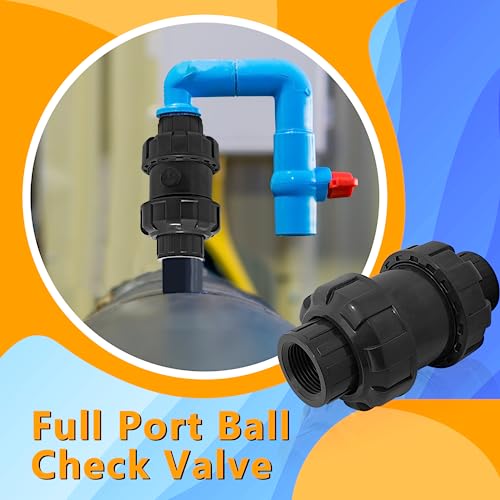1in NPT PVC Spring Check Valve, UPVC Swing Utility Water One Way Check Valve, Sch80 Pool Ball Check Valve for Backflow Prevention - size: 1''NPT