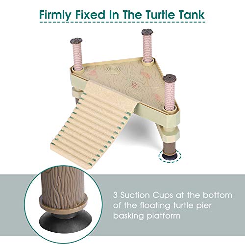 Ejoyous Floating Turtle Pier Basking Platform - Dock Frogs Reptile Floating Platform Aquarium Fish Tank Underwater Landscaping with Ladder Aquarium Tank Accessory