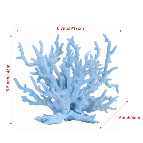 Besimple Artificial Aquarium Coral Ornament Plastic Fish Tank Plants Decoration for Aquarium Landscape (6.7”x5.5”x1.6”) - color: Blue