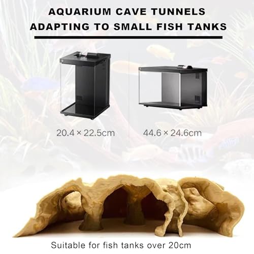 LIYAOLI 3D Printed Aquarium Cave Tunnel with Viewing Ports | Fish Tank Decor Hideout for Pleco,Fish Shrimp and Betta & Corydoras with Multiple Caves for Fish Tank Aquascape Decoration (M - Sand Color) - color: M - Sand Color