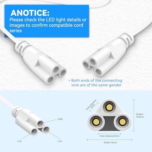 (4-Pack) 2FT T5 T8 LED Shop Light Connecting Wire, Dual-Ended Linkable Cable Cords for LED Tube Light Fixture, Ceiling Lamp - style: 2FT Connecting Wire