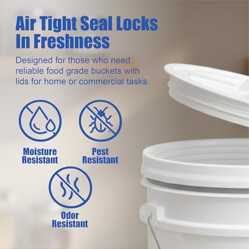 ePackageSupply 3.5 Gallon Bucket with Lid - Food Grade Bucket with Airtight Gamma Seal Screw-On Lid, 90 Mil Heavy Duty HDPE Plastic, BPA Free, for Bulk Food Storage, Made in USA - White, 6 Packs - color: White, size: 6 Packs