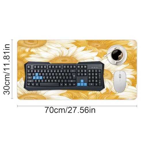 XXL Gaming Mouse Pad Sunflower Vintage Flower XXL Gaming Mouse Pad Large Desk Mat Protector for Desktop, Anti-Slip Rubber Extended Computer Keyboard Mat Writing Pad, 11.8 * 27.5 in,B-1481 - color: B-1481, size: 11.8*27.5 In