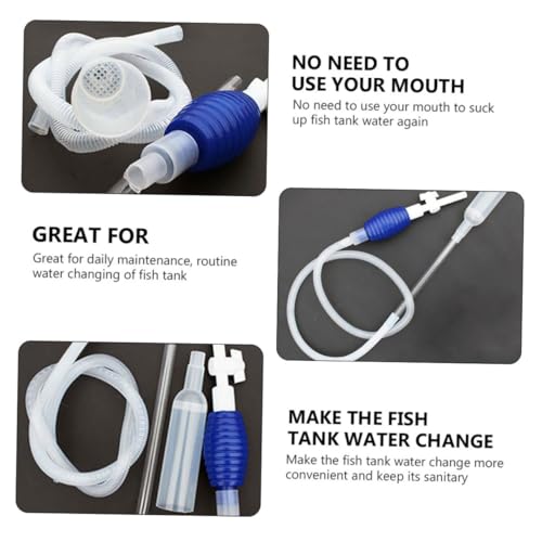 KESYOO Aquarium Water Changer and Gravel Manual Siphon Pump Fish Tank Tool Medium Size White for Fish Tank Maintenance and Water Replacement
