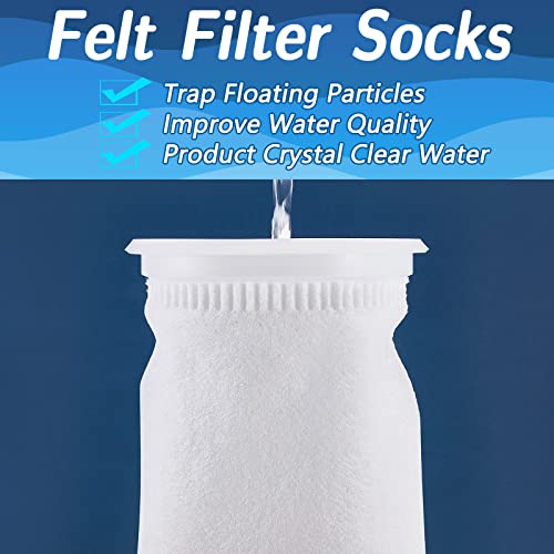 Jecery 16 Pack 4 Inch Ring Filter Socks 200 μm Aquarium Filter Bags Aquarium Socks for Tank Sump Saltwater Freshwater(9 × 4 inches) - size: 9 × 4 Inches