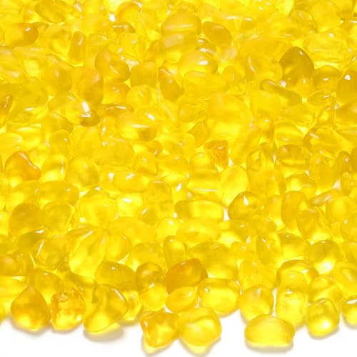 YATOJUZI Aquarium Gravel Fish Tank Rocks 0.85lb Sea Glass Stones for Crafts Decorative Frosted Glass Pebbles for Aquarium Fish Tank Vase Filler DIY Home Decor (Yellow) - color: Yellow