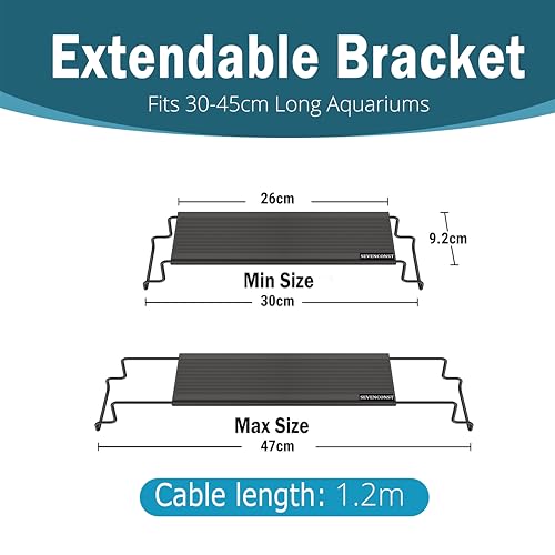 24/7 Mode LED Aquarium Light for 12-18 Inch Plant & Fish Tank, IP68 Full Spectrum Light, Sunrise-Daylight-Moonlight, White Red Green Blue Pink LEDs with Extendable Brackets for Freshwater - size: For 12-18 inch Tank