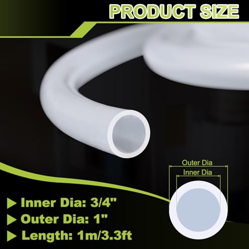 METALLIXITY Silicon Tubing(3/4" ID x 1" OD x 3.3Ft), Pure Silicone Hoses High Temp - for Printer, Hot Water Dispenser, Engine, Brewing, Fish Tank Air Pump, Pump Transfer, Clear - size: 3.3 Feet, style: 3/4" ID x 1" OD