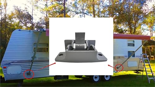 LXJZCPCompatible 3104653.005 3310811.009M RV Camper Trailer Bottom Mounting Bracket V/Camper/Trailer - A&E/ Awning Arm Lower Mounting Foot Grey and White Combination (2 Grey) - color: 2 Grey【H+T】