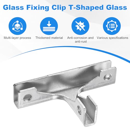 M METERXITY Glass Fixing Clip (3-7mm) 8 PCS - Aluminum Alloy T-Shaped Glass Combination Fixing Bracket & Reinforced Clip Clamp Accessories, Apply to DIY Display Cabinet/Fish Tank - size: 3-7mm