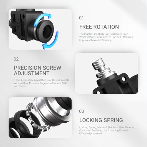1/2" Push To Connect Valve Fittings,Pneumatic 1/2 Quick Tube Air Control Valves,Throttle Flow Speed Controller - color: Black SA, size: 1/2"OD