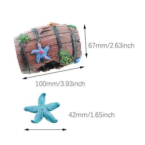 3PCS Colorful Aquarium Landscaping Decoration 100/42mm Resin Simulation Starfish Barrel Fish Tank Accessories