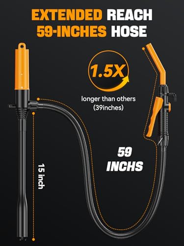 GPUTEK E1 Fuel Transfer Pump Battery Powered 2.6GMP Portable Siphon Pump with Controlled Flow & Leak-Proof 59-Inches Hose for Gasoline Gas Diesel Water