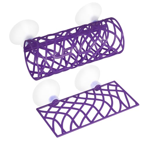 MiOYOOW Betta Fish Tunnel, Hollow Fish Resting Tube Suction Cup Mounting Fish Hide Shelter for Small Fish Shrimp Betta - color: Purple