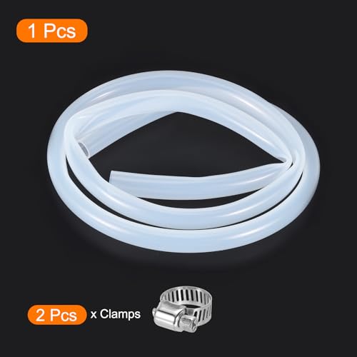 MECCANIXITY 3ft Clear Silicone Rubber Tubing 5/8" ID Plastic Tube Flexible Air Hose for Brewing, Wine Making, Pump Siphon, 16mm x 20mm, with 2pcs Clamps - size: 16mm x 20mm