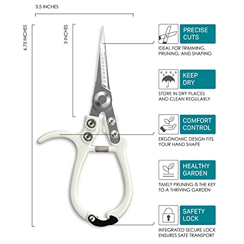 Plant Pruning Shears with Vegan Leather Sheath Garden Trimming Scissors with Belt Holster Bonsai Trimmers Herb Snips Flower Clippers Garden Tools 2 Piece Bundle (White & Black) - color: White & Black