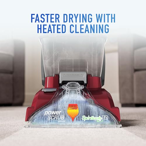 Hoover PowerScrub Deluxe Carpet Cleaner Machine, Deep Cleaning Carpet Shampooer Machine, SpinScrub Brushes, HeatForce Drying, Pet & Upholstery Tools, Pair with Hoover Carpet Cleaner Solution - style: PowerScrub Deluxe