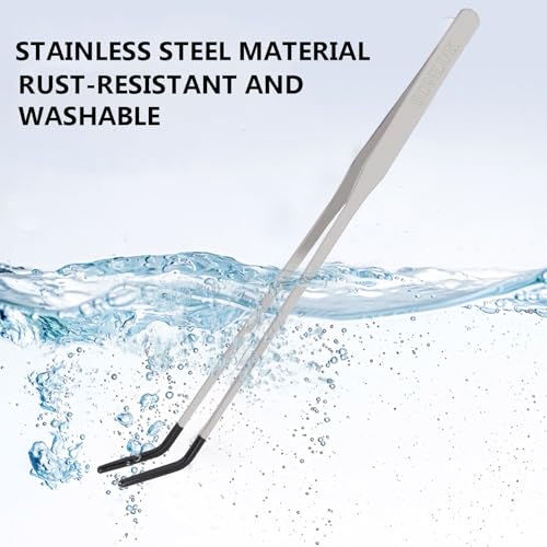 3 PACK Stainless Steel Reptile Feeding Tongs,10.62" Straight &Curved Long Feeding Tweezers&Bowl Set,Non Slip Feeding Tools with Rubber Tip,Bearded Dragon Tank Accessories (B-Silver) - color: B-silver