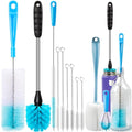 Holikme Bottle Brush Tube Cleaning Lab Set with Long Handle, Cup Cleaner for Washing Narrow Neck Beer Wine Decanter Pipes Lids Sinks Cap Covers, Azul - color: Azul