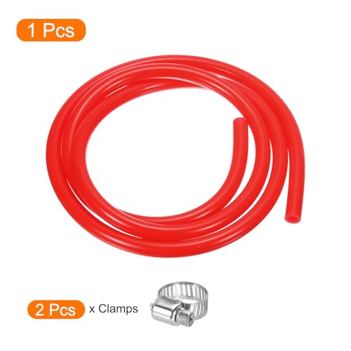 MECCANIXITY 3.3ft Silicone Rubber Tubing 3/16" ID 5/16" OD Plastic Tube Flexible Air Hose for Brewing, Wine Making, Pump Siphon, 4.8mm x 8mm, with 2pcs Clamps, Red - color: Red, size: 3/16" x 5/16"