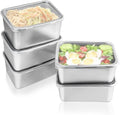 5 pcs Stainless Steel Food Storage Containers With Lids Airtight, Portable Freezer Storage Containers, Leak Proof Meal Prep Containers Reusable, Refrigerator Fresh-Keeping Box (Square)