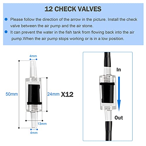 Aquarium air Pump Accessories Set-9.84/26.25/101.71 feet Aquarium Airline tubing Hose,Check valves,air Stones and connectors of I,L,T Shape (101.71feet Hose 12stone 12check Valve 18connector) - size: 101.71feet hose 12stone 12check valve 18connector