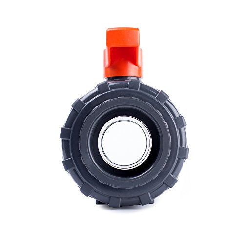 HYDROSEAL Kaplan 2’’ PVC True Union Ball Valve with Full Port, ASTM F1970, EPDM O-Rings and Reversible PTFE Seats, Rated at 200 PSI @73F, Gray, 2 inch Socket (2 inch) - size: 2 Inch