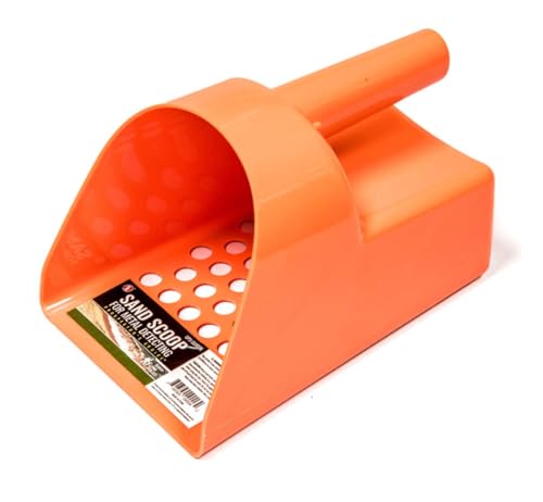 SE 3 Quart Sand Scoop Sifter with 0.5" Holes - Use for Gold and Metal Prospecting, Orange - color: Orange