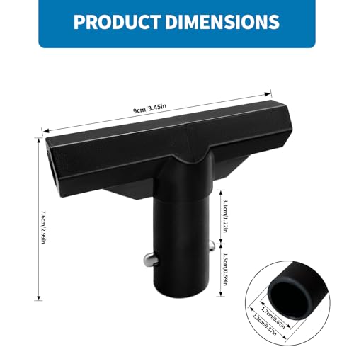 6 Pack Trampoline Plastic T-Connector, Trampoline Pole Cap Tops-T Tube Connectors, Enclosure Replacement Parts for Connect Top Ring Net and Fiberglass Rods, Black
