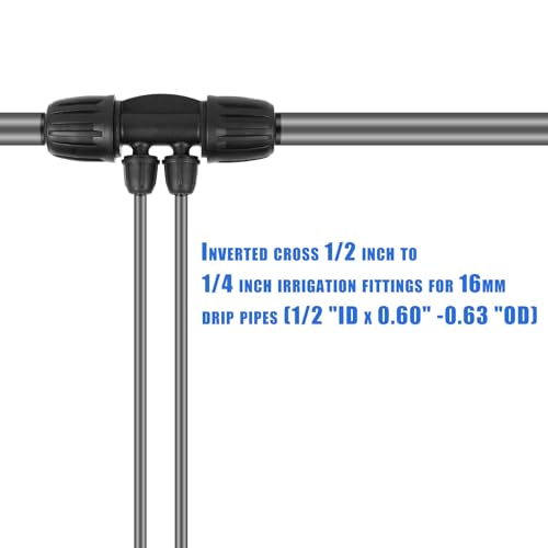 1/2 Inch to 1/4 Inch Tubing Irrigation Fittings for (1/2'' ID x 0.60''-0.63'' OD) 16mm Drip Tubing,Locked Barbed Tee Connectors (20 Pcs Barbed Tee 4-Way) - size: 20 Pcs 1/2 to 1/4 Inch Locked Barbed 4-Way