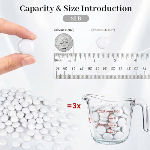 DomeStar 2LB White Flat Glass Marbles, Decorative Marbles for Vases Aquarium Pebbles Fish Tank Rocks Vase Fillers DIY Crafts Table Scatter Decor - color: White