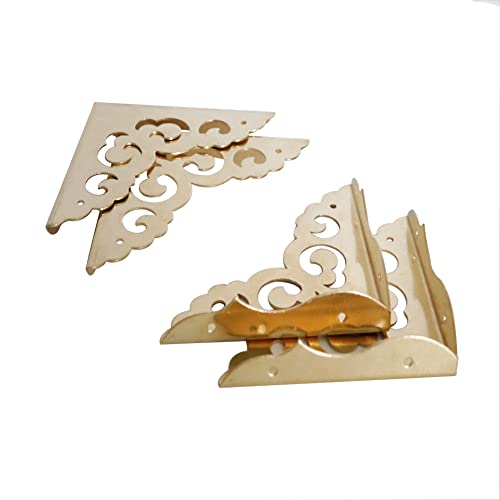 4Pcs Table Corner Protectors, 2.6"x2.6" Gold Metal Corner Protector, Coffe Table Corner Guards, Anti Scratch Table Corner Edge, Decorative Corners for Furniture Boxe Cabinet Prevents Damaged - color: Gold