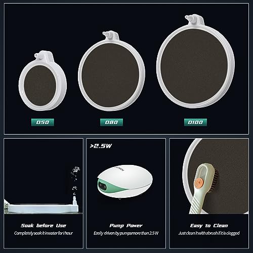 Air Stones for Aquariums - Quiet Fish Tank Oxygen Aerator, 4 Inch Nano Ultra-High Dissolved Oxygen Diffuser Airstone Bubbler with Air Tube Control Valve Check Valve
